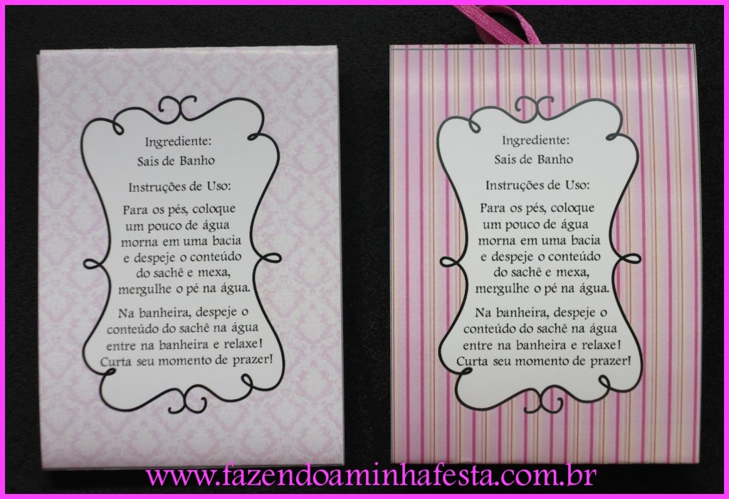 No verso, as instruções de uso, mesmo para quem não tem banheira em casa!